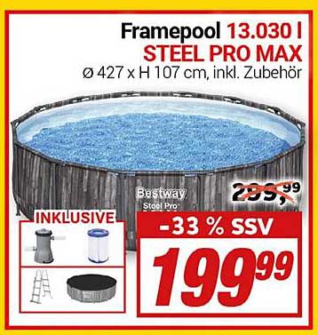 Framepool 13.030 I STEEL PRO MAX Ø 427 x H 107 cm, inkl. Zubehör