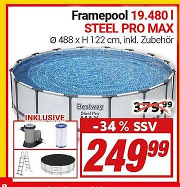 Framepool 19.480 l STEEL PRO MAX Ø 488 x H 122 cm, inkl. Zubehör
