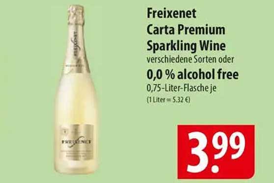 Freixenet Carta Premium Sparkling Wine verschiedene Sorten oder 0,0 % alcohol free 0,75-Liter-Flasche je