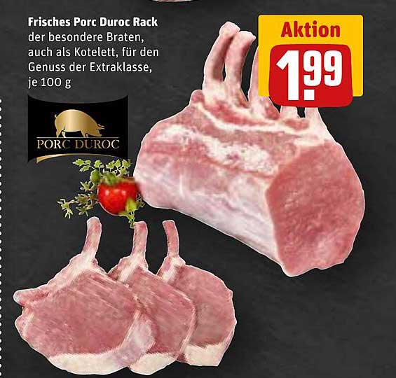 Frisches Porc Duroc Rack - der besondere Braten, auch als Kotelett, für den Genuss der Extraklasse