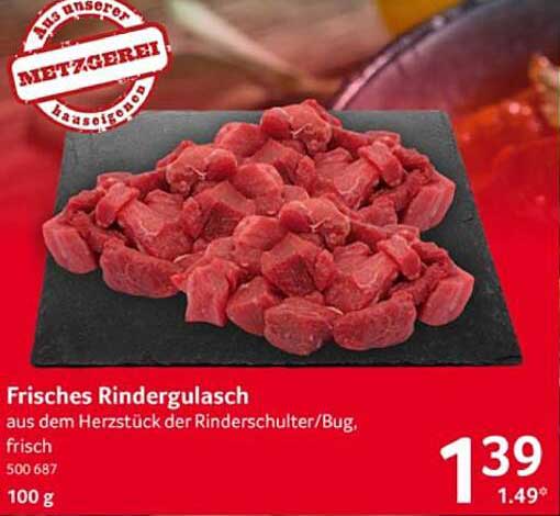 Frisches Rindergulasch aus dem Herzen der Rinderschulter/Bug, frisch