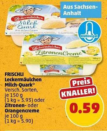 FRISCHLI Leckerbissen Milch-Quark – Zitronen- oder Orangencreme