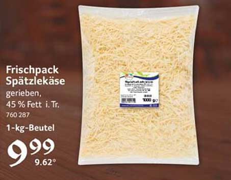 Frischpack Spätzlekäse gerieben, 1-kg-Beutel