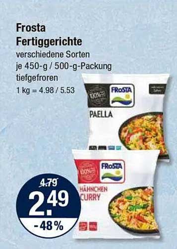 Frosta Fertiggerichte, verschiedene Sorten je 450-g / 500-g-Packung tiefgefroren