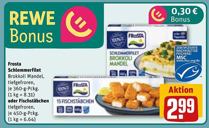 Frosta Schlemmerfilet Brokkoli Mandel oder Fischstäbchen, tiefgefroren, 360 g / 450 g