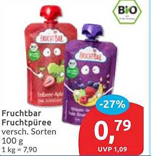 Fruchtbar Fruchtpüree versch. Sorten 100 g