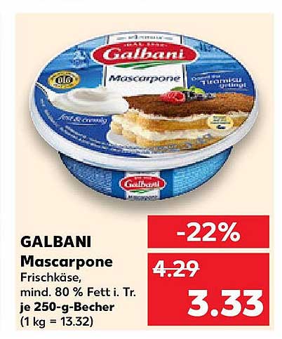 GALBANI Mascarpone Frischkäse, mind. 80 % Fett i. Tr. je 250-g-Becher