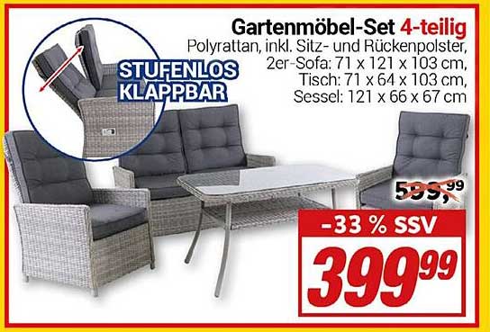 Gartenmöbel-Set 4-teilig