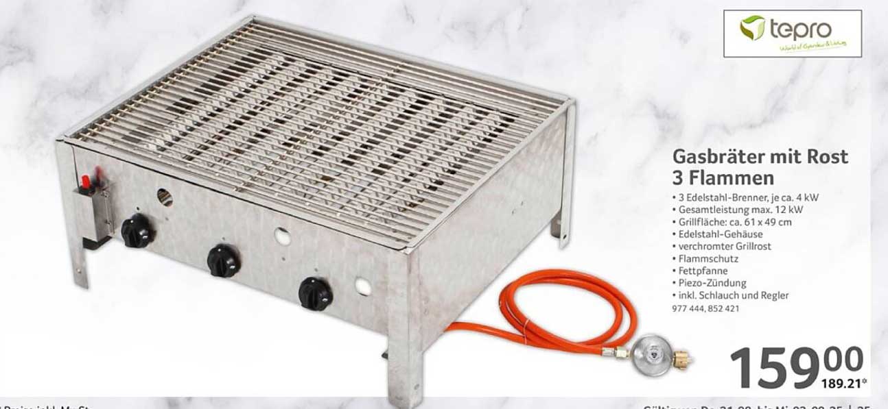 Gasbräter mit Rost 3 Flammen