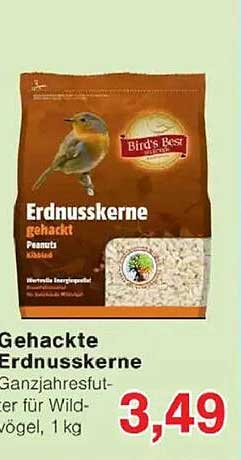 Gehackte Erdnüsse - Ganzjahresfutter für Wildvögel, 1 kg