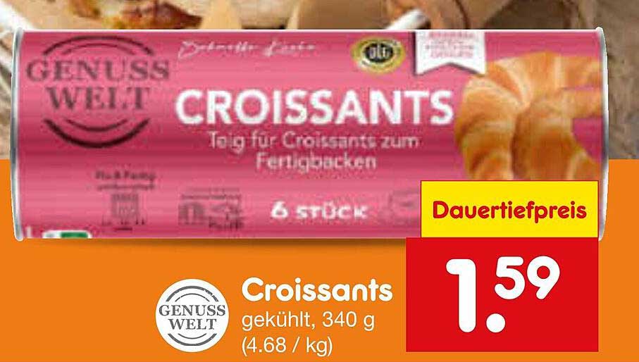 Genuss Welt Croissants, 6 Stück, gekühlt, 340 g