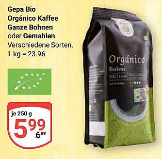 Gepa Bio Orgánico Kaffee Ganze Bohnen oder Gemahlen - 250 g zu 5,99 €