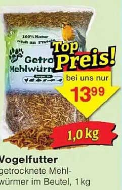 Getrocknete Mehlwürmer im Beutel, 1 kg