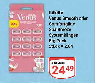 Gillette Venus Smooth oder Comfortglide Spa Breeze Systemklingen Big Pack