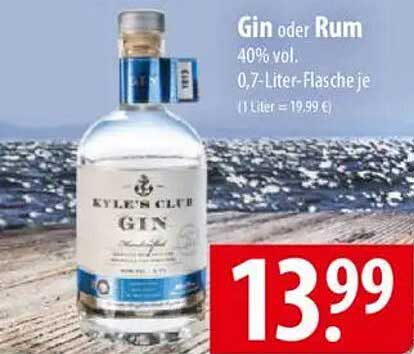 Gin oder Rum 0,7-Liter-Flasche je