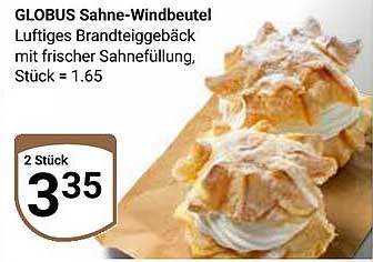 GLOBUS Sahne-Windbeutel - Luftiges Brandteiggebäck mit frischer Sahnefüllung