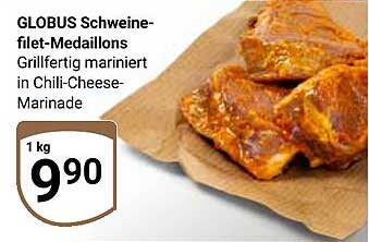 GLOBUS Schweinefilet-Medaillons Grillfertig mariniert in Chili-Cheese-Marinade