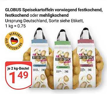 GLOBUS Speisekartoffeln – vorwiegend festkochend, festkochend oder mehligkochend