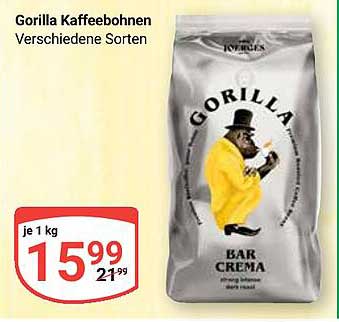 Gorilla Kaffeebohnen verschiedene Sorten