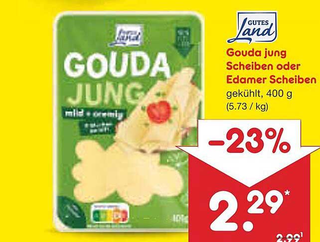 Gouda jung Scheiben oder Edamer Scheiben, 400 g