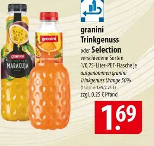 granini Trinkgenuss verschiedene Sorten 0,75-Liter-PET-Flasche