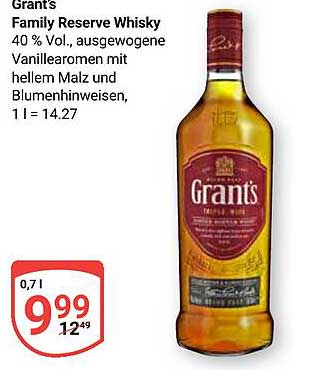Grant's Family Reserve Whisky 0,7 l, 40 % Vol.