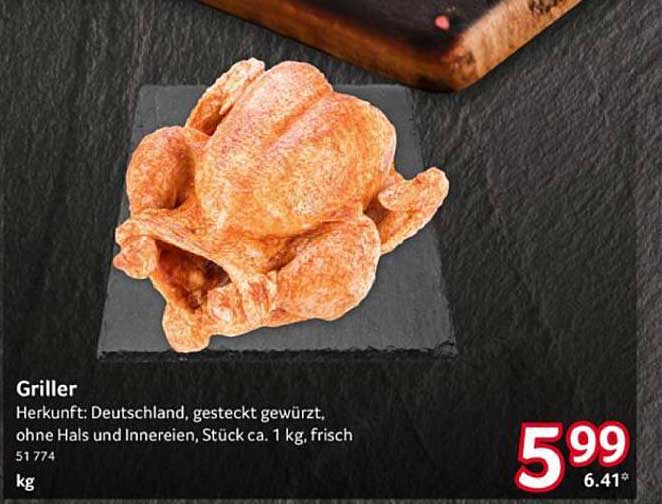 Griller - Frisches Hähnchen, gewürzt, 1 kg
