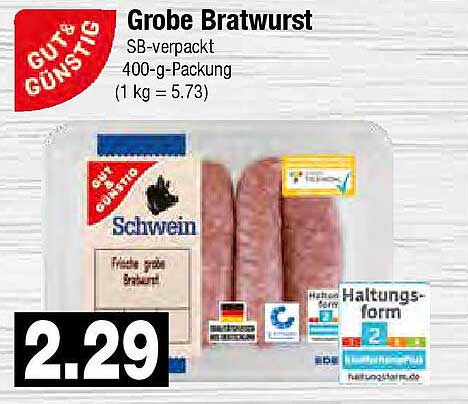 Grobe Bratwurst SB-verpackt 400-g-Packung