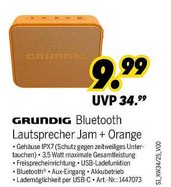 GRUNDIG Bluetooth Lautsprecher Jam + Orange