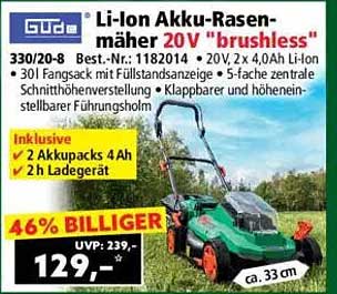 Güde Li-Ion Akku-Rasenmäher 20V "brusheless"