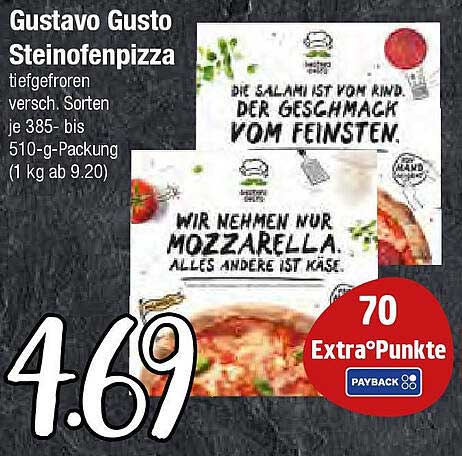 Gustavo Gusto Steinofenpizza, tiefgefroren, verschiedene Sorten