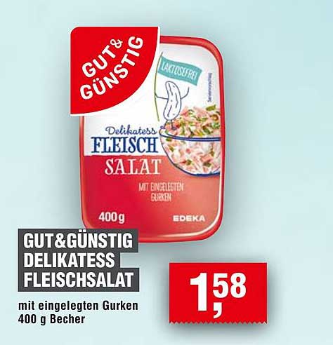 GUT&GÜNSTIG Delikatess Fleischsalat mit eingelegten Gurken 400 g Becher