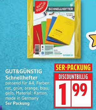 GUT&GÜNSTIG Schnellhefter 5er-Packung