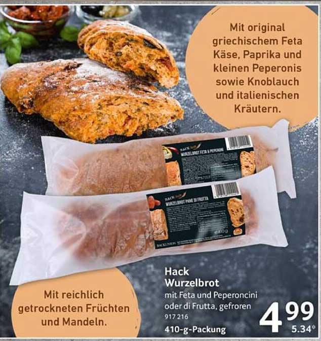 Hack Wurzelbrot mit Feta und Peperoncini, gefroren 410-g-Packung