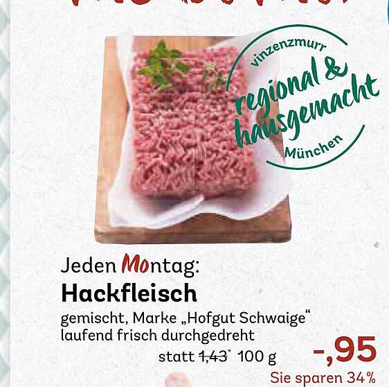 Hackfleisch gemischt, Marke „Hofgut Schwaige“ – 100g