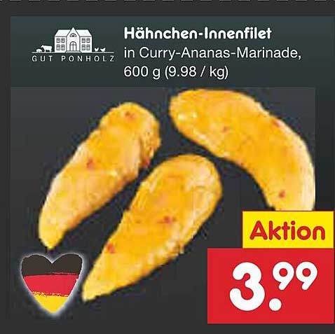 Hähnchen-Innenfilet in Curry-Ananas-Marinade, 600 g