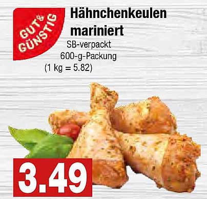 Hähnchenkeulen mariniert - SB-verpackt 600-g-Packung