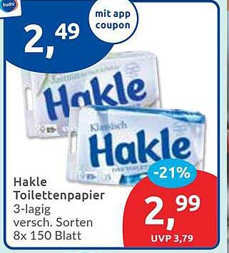 Hakle Toilettenpapier 3-lagig, verschiedene Sorten, 8x150 Blatt