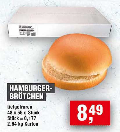 Hamburger-Brötchen Tiefgefroren – 48 Stück im Karton