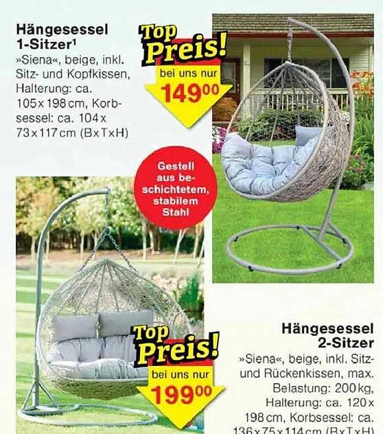 Hängesessel 1-Sitzer »Siena«, beige, inkl. Sitz- und Kopfkissen
