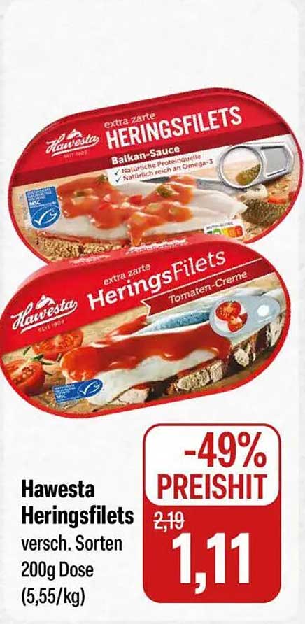 Hawesta Heringsfilets in Balkansauce und Tomaten-Creme - 200g Dose