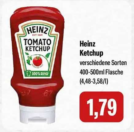 Heinz Ketchup verschiedene Sorten 400-500ml Flasche