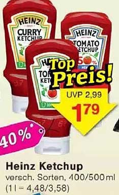 Heinz Ketchup, verschiedene Sorten, 400/500ml