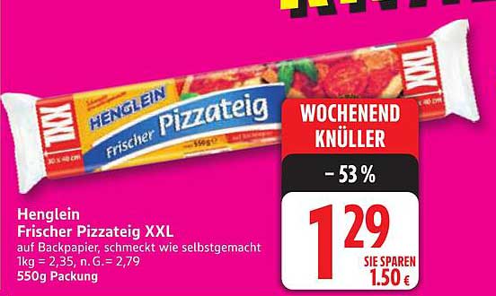 Henglein Frischer Pizzateig XXL