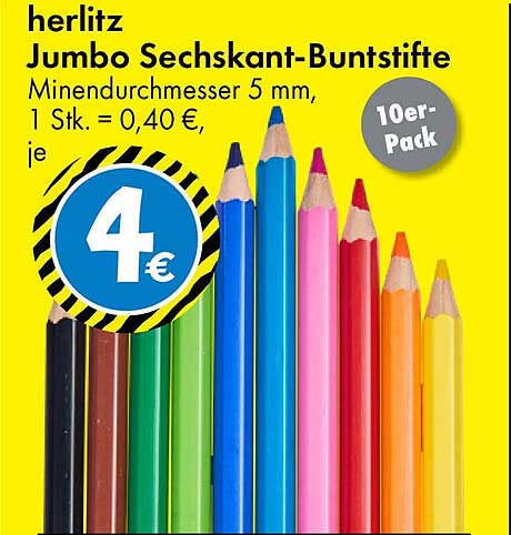 herlitz Jumbo Sechskant-Buntstifte 10er-Pack