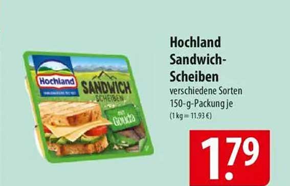 Hochland Sandwich-Scheiben verschiedene Sorten 150-g-Packung