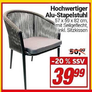 Hochwertiger Alu-Stuhl mit Seilflechtwerk