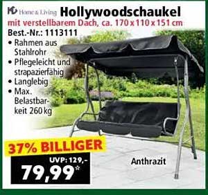 Hollywoodschaukel mit verstellbarem Dach