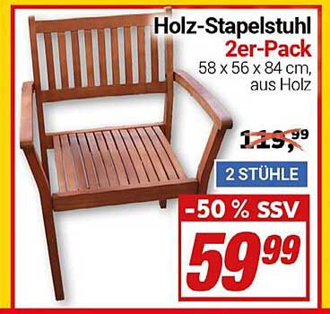 Holz-Stapelstuhl 2er-Pack