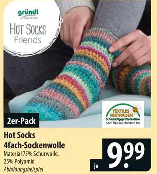 Hot Socks 4fach-Sockenwolle 2er-Pack